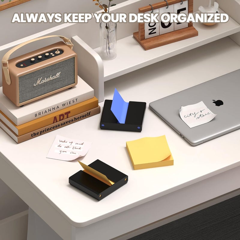 Alytree 2 Pcs Sticky Note Dispenser, Magnetic Sticky Note Holder for Post It Notes, 3 x 3 Inch Sticky Note Organizer for Office Home Classroom, Black - Image 2